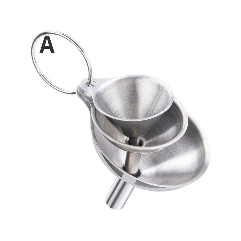 Stainless Steel Kitchen Funnel Set with Cleaning Brush for Transferring Honey Beverages Essential Oils and Other Liquids