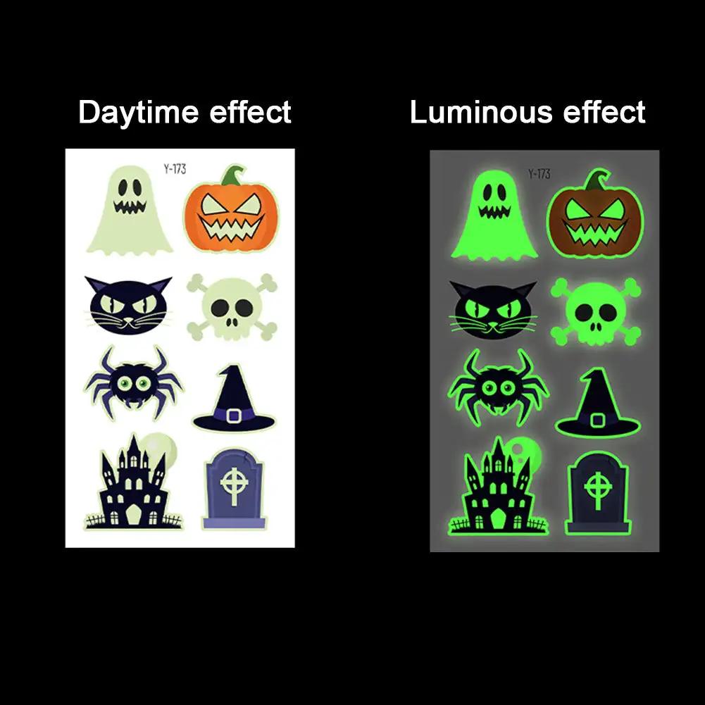 Spider Temporary Tattoo Sticker Realistic Waterproof Design Semi-Permanent Glow-in-the-darkScary Fake Tattoo for Halloween
