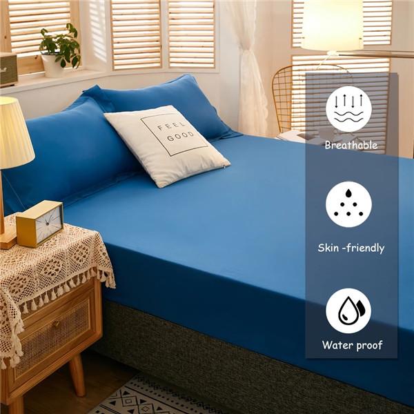 99% Waterproof Bed Sheet Cotton Fitted Sheet with Elastic Bands Non Slip Adjustable Mattress Covers Bed Protector Cover (with Pillowcase) 3pcs