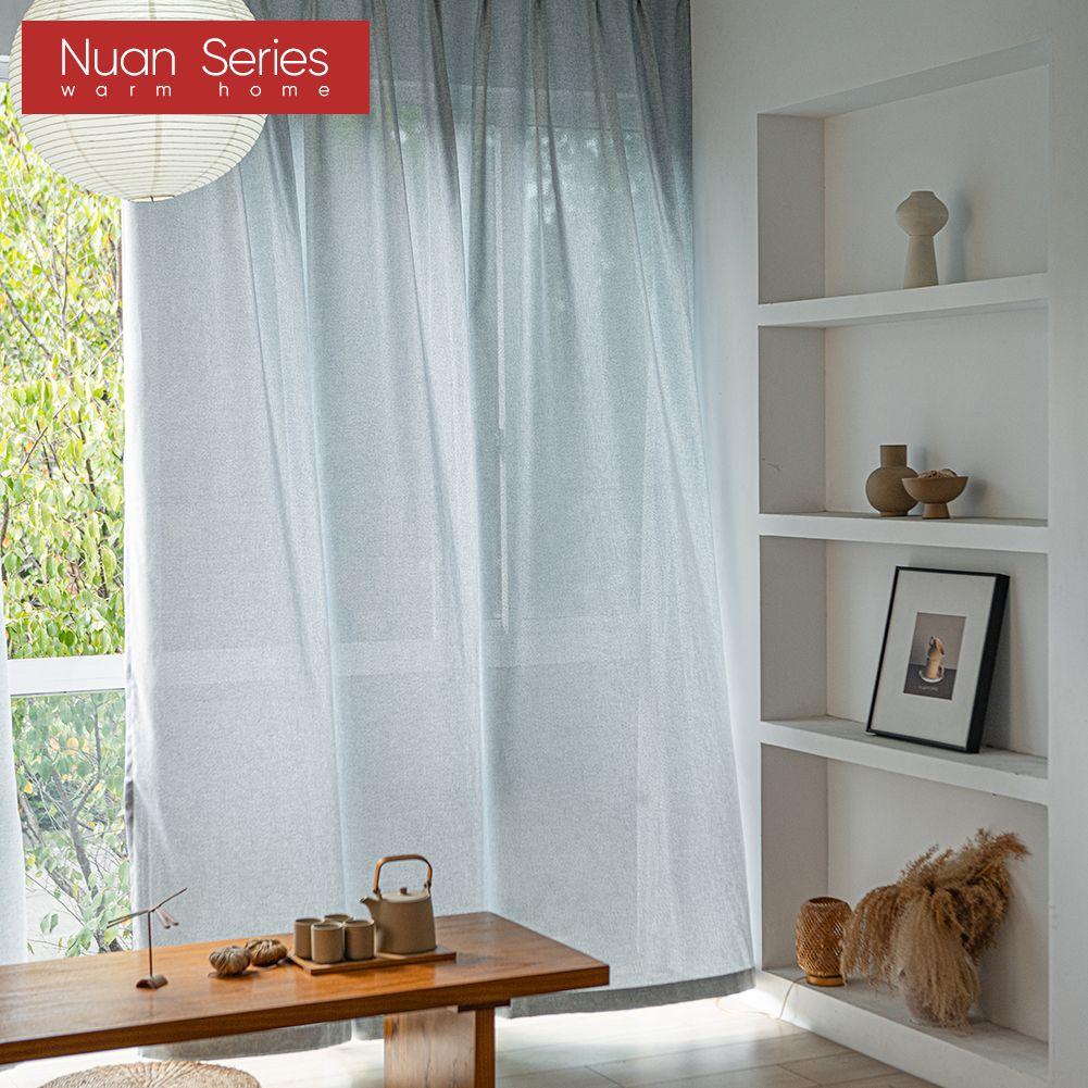 1PC Nuan Series Cream Style Semi Blackout Curtains Japanese Imitation Linen Thick Curtains for Bedroom Living Room Balcony Window for Home Decor