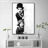 Černobílý komediální mistr Charlie Chaplin a Chlapec Filmové plakáty Plátno Tištěný obraz Nástěnné umění Obrázky Pokoj Domácí dekorace