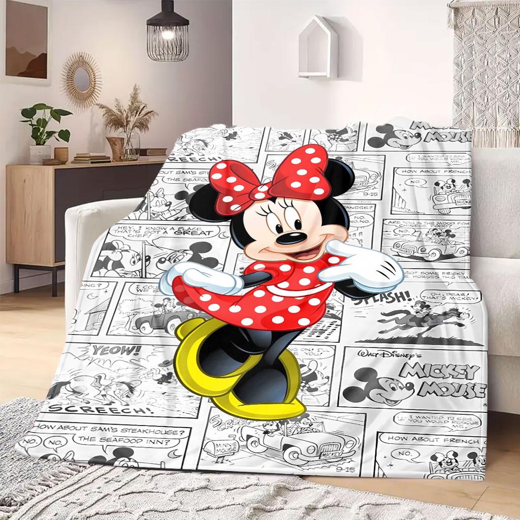 Mickey Cartoon Print Flannel Blanket for Travel Picnics Bedrooms Sofas Beds Chairs Home Decor Various Sizes Available New