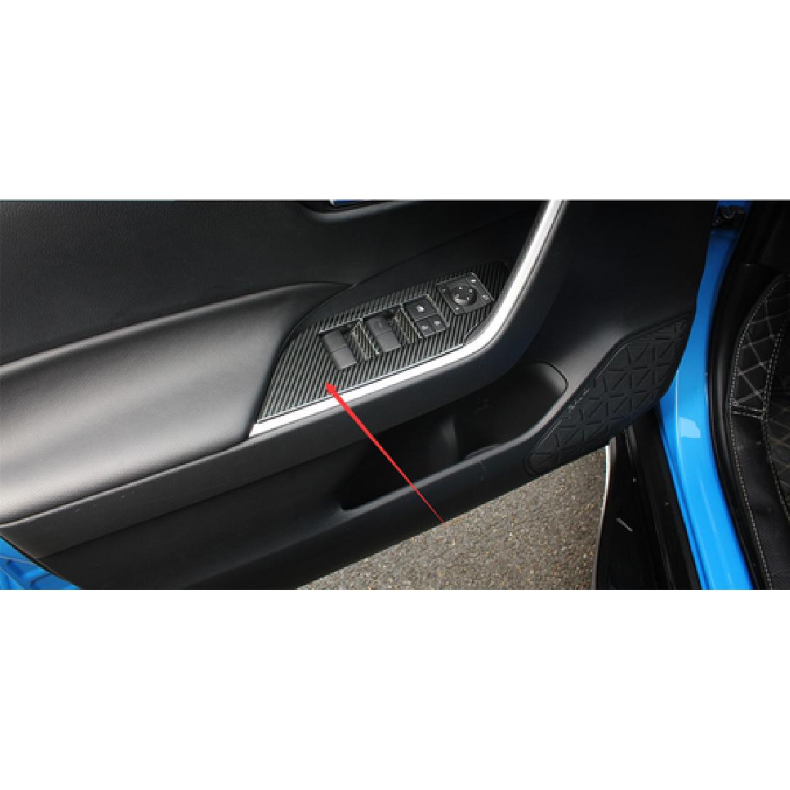 Switch Panel Carbon Fiber Look Window Lift Cover Trim For - Toyota RAV4
