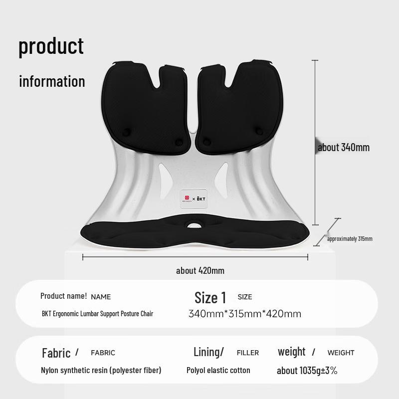 BKT Ergonomisches Lendenwirbelstütze Sitzkissen aus Memory-Schaum
