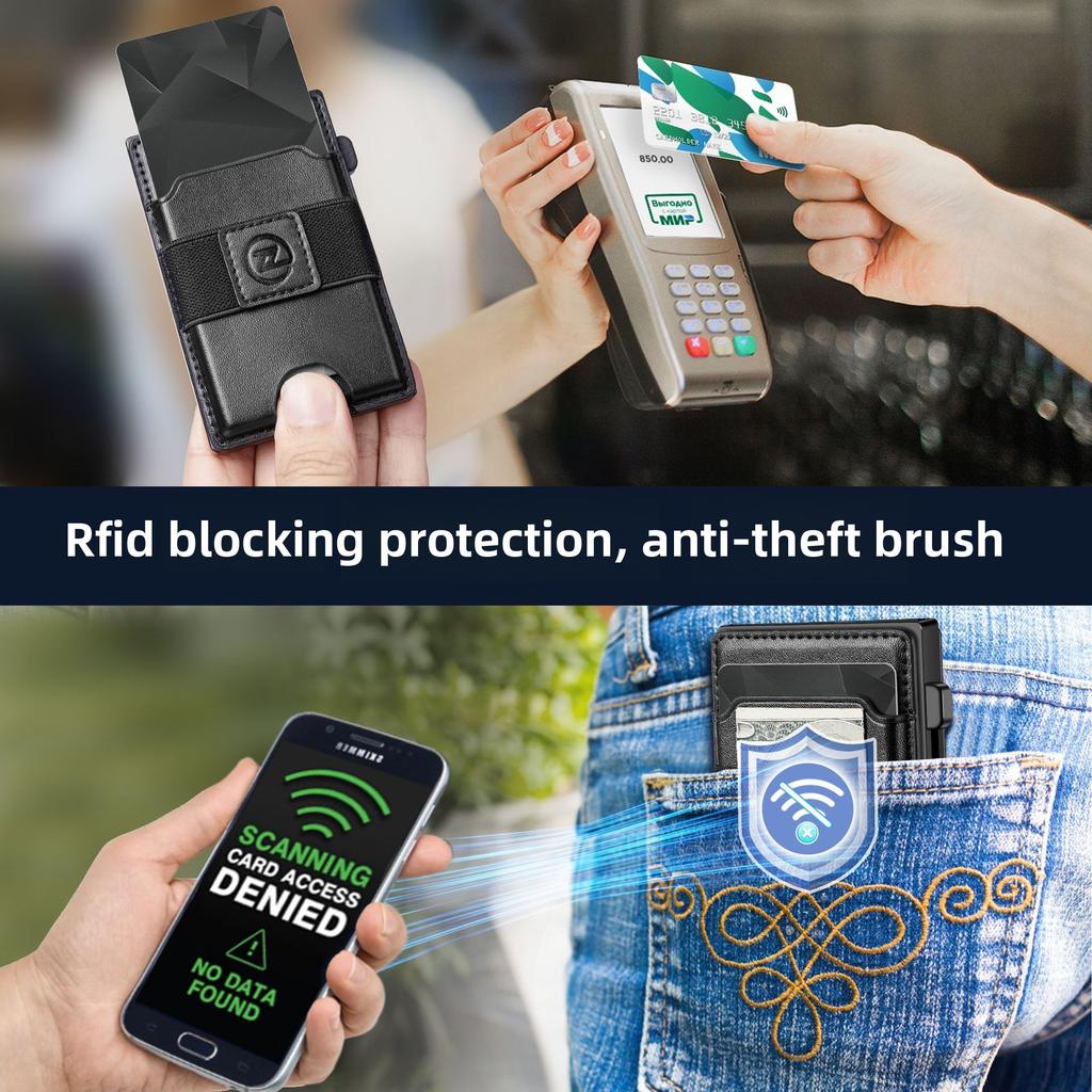 Geantă Nouă pentru Carduri de Bărbați RFID Capacitate Mare Cutie Automată pentru Carduri Multifuncțională Portabilă Magnetică Geantă pentru Carduri de Telefon Mobil Portofel din Piele