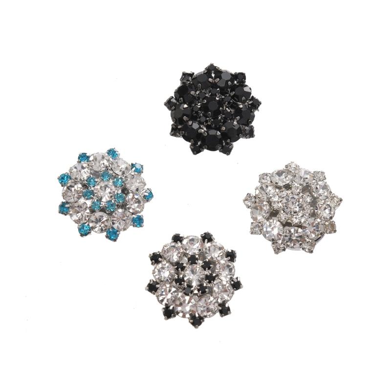 Sparkling Rhinestones Alloy Shirt Cufflinks Clip Decorative Button Covers For Shirt Jackets Dress Clothing Decoration