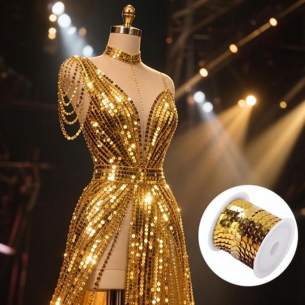 6pcs Flat Sequins Sequin Trim 5 Yards Length Paillette Strip Shiny Sequin String Craft DIY Projects
