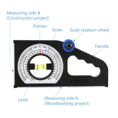 Inclinometer, Engineering Inclinometer with Dial Type, Architectural Slope Scale, Angle Meter, Gradient Meter, Universal Roof Pitch Tool, Slope Measur