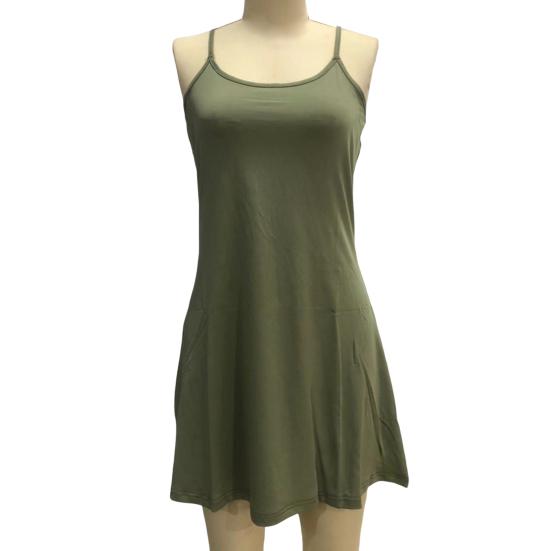Women's Sleeveless Tennis Dress with Shorts And Pockets Spaghetti Strap Racerback Mini Dress Workout Athletic Dresses for Golf Running