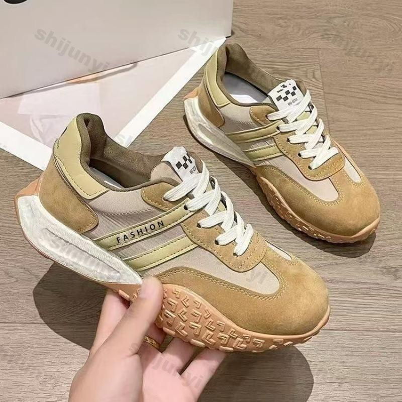 Women's Sports Shoes 2025 New Fashion Comfortable Sneakers Non Slip Lace Up Flat Platform Height Increase Vulcanized Shoes