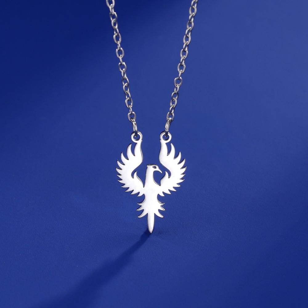 Dawapara Phoenix Guardian Animal Necklace Mythology Bird Pendant Protection Strength Symbol Stainless Steel Women Necklace