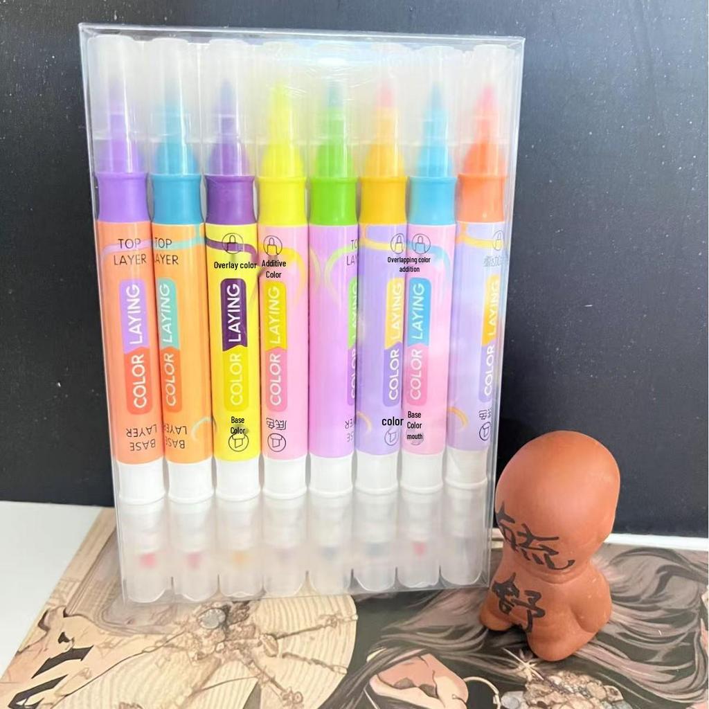 Korean Double-Ended Fluorescent Highlighting Marker Pen for Students