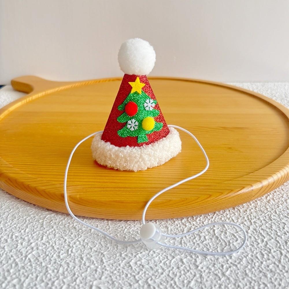 Knitted Yarn Christmas Pet Hat Soft Pompon Yarn Kitten Headwear Winter Gathering