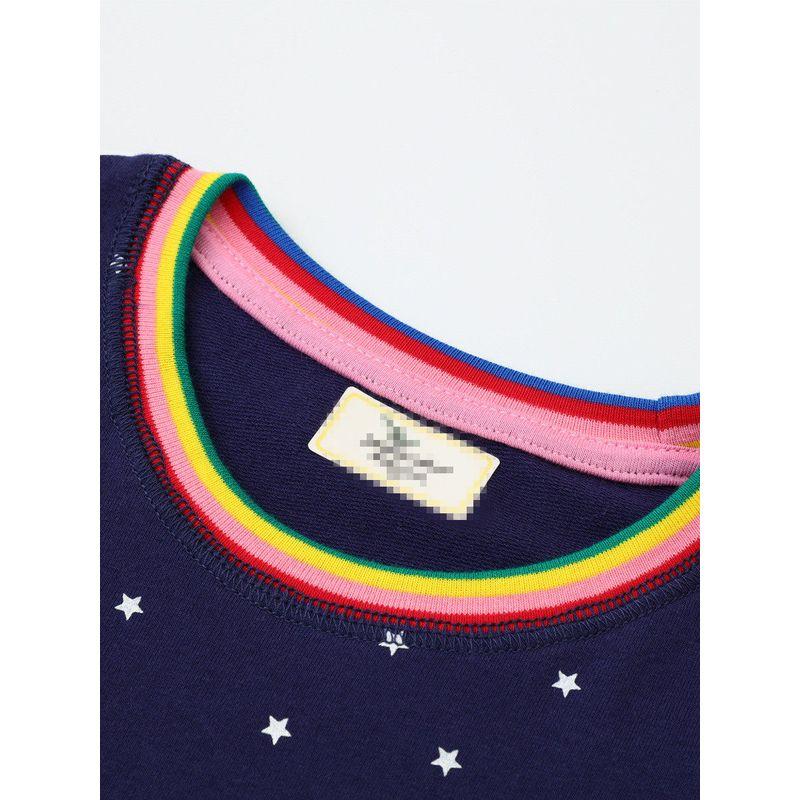 Girl Dark Blue Animal Long Sleeves Dress Baby Leisure T-shirt Skirt Kids New Arrival Autumn Cotton Knitted Dress 8