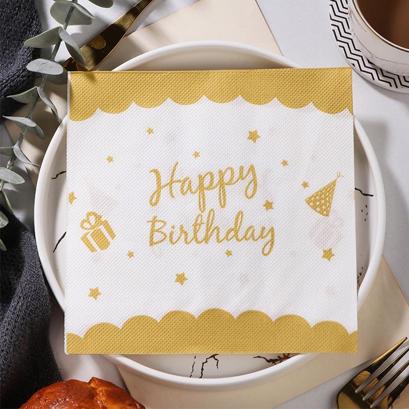 20Pcs/pack 33x33cm Happy Birthday Theme Paper Disposable Tableware Napkin Tissues DIY Party Decoration