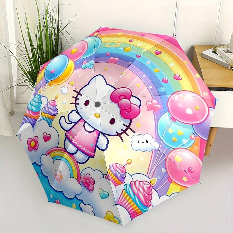 

Hello Kitty,Rainbow Automatic Folding Umbrella-Simple 8-Rib Design, Bright Cartoon Pattern, Durable Iron Frame, Suitable For Travel, Outdoor