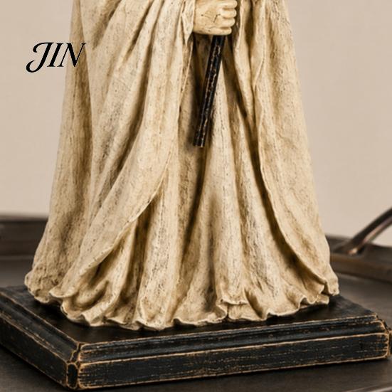 Shabby Stoff Geist Dekoration Vintage Figur mit leuchtendem Kürbis Zepter, Halloween Ornament Retro LED Licht, Harz beleuchtet für Innen Außen
