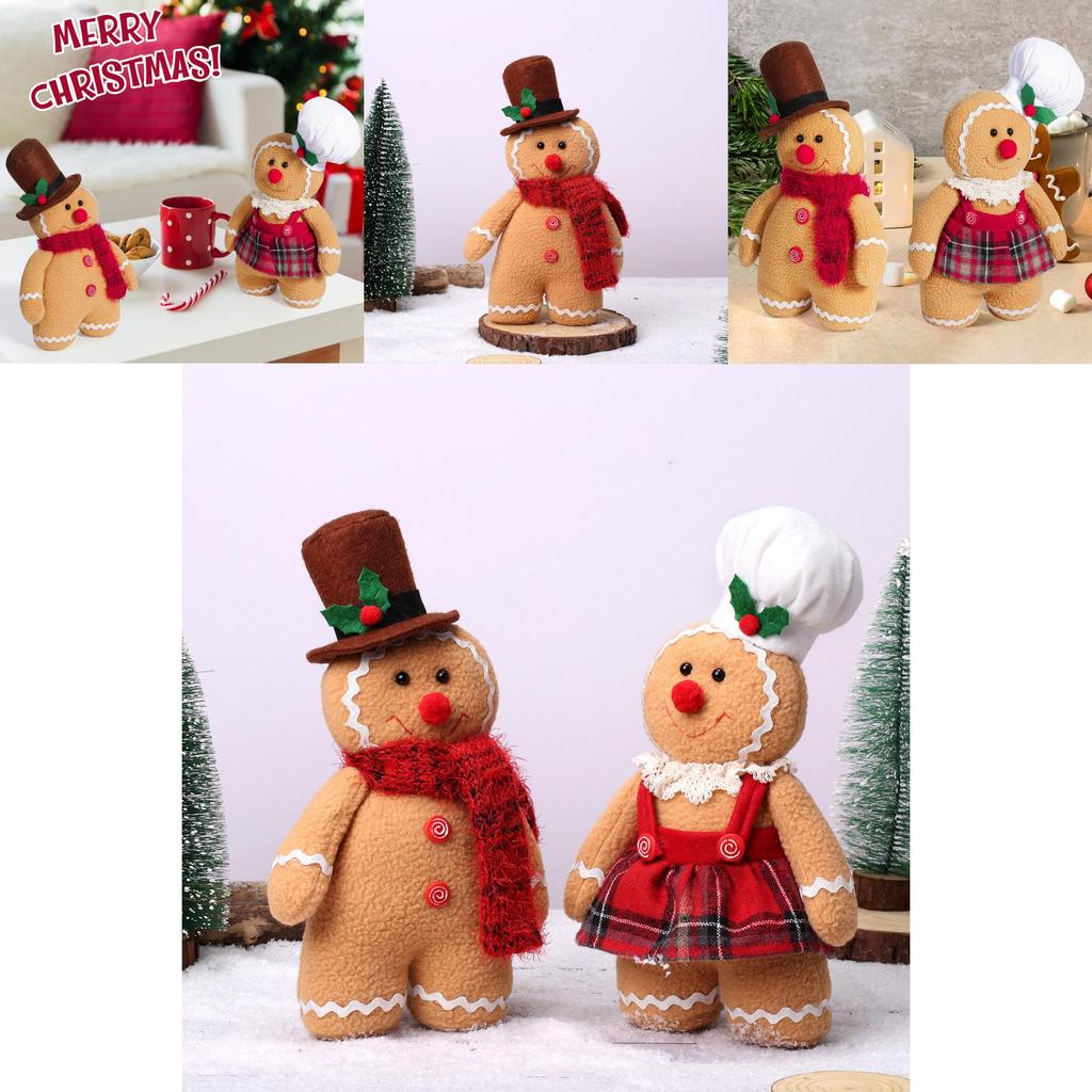 Adorable 2024 Christmas Gingerbread Man Doll Decorative Figure For Festive Holiday Decor