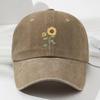 Sunflower Printed Baseball Cap Washed Cotton Sun Hat Vintage Dad Hat  For Women Man