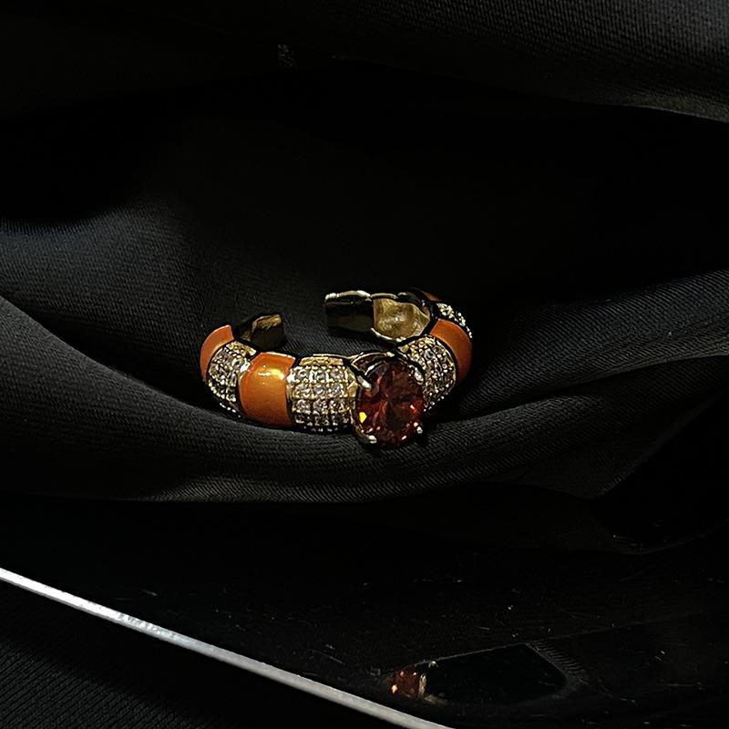 Medieval European Court Retro Pigeon Blood Ruby Gold Ring Classical Nostalgic Antique Open Women'S Ring