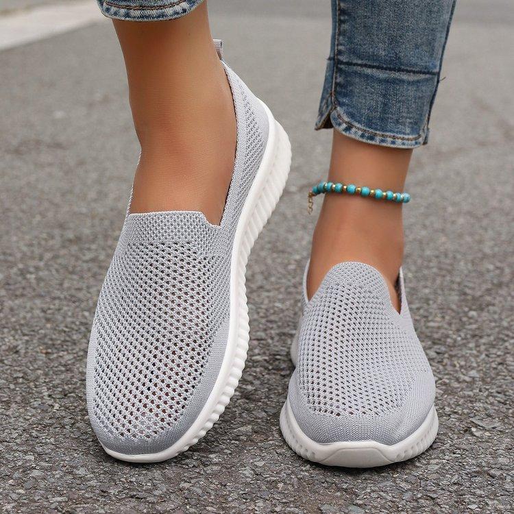 Lässige atmungsaktive Damen-Meshschuhe in Übergröße, Herbstneuheit, bequeme Damen-Flachsohlenschuhe mit weicher Sohle, Flyknit-Schuhe