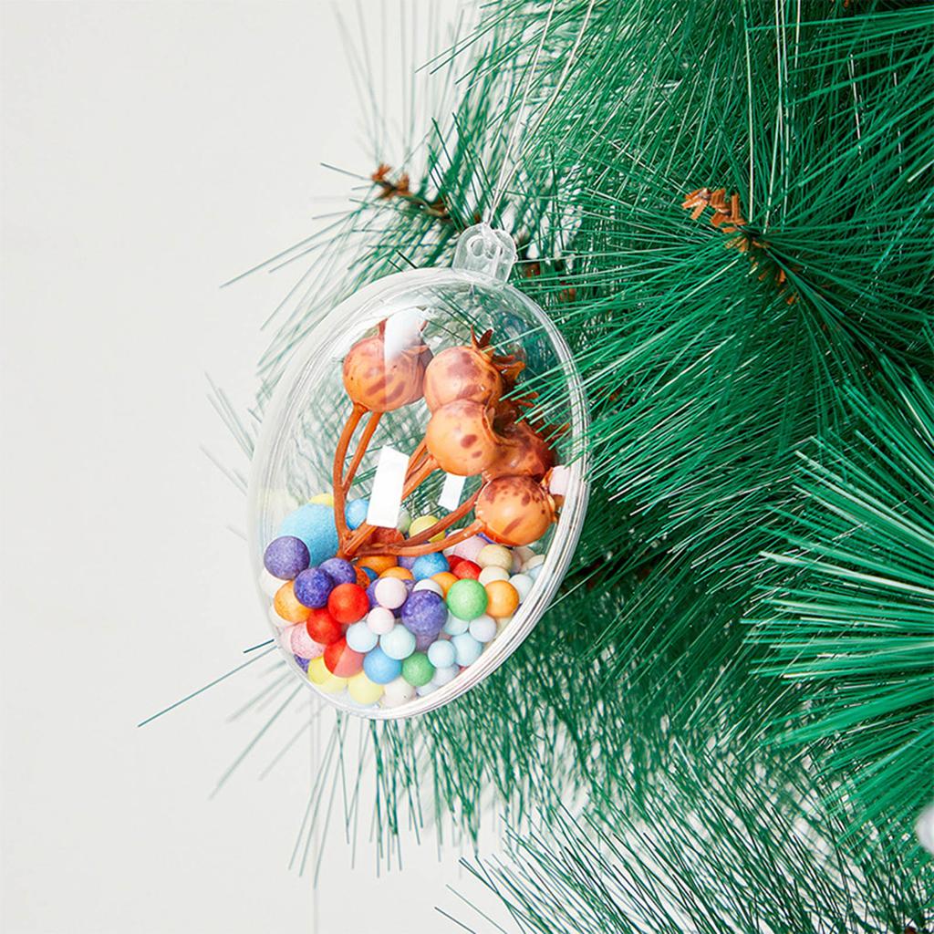 Set Of 6 Transparent Plastic Fillable Baubles Christmas Tree Hanging Ornaments Festival Home and Event Decoration