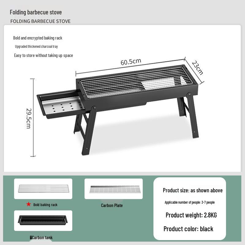 Folding Portable Stainless Steel Charcoal Grill Oven for Outdoor Use