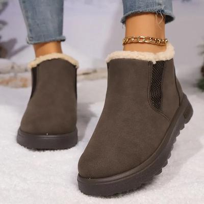 Schneestiefel für Damen 2024 Dickes Samt Übergröße Wintermode Einfarbig Warm Kurze Stiefel Baumwollschuhe für Damen Zapatos