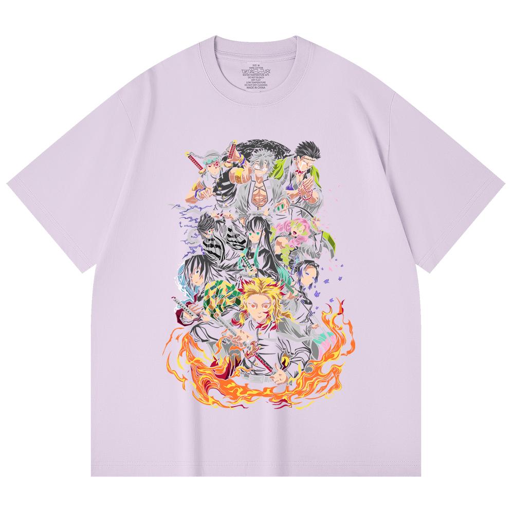 230 Gsm 100% Cotton Demon Slayer V61 Hashiras Print Unisex Heavy Cotton T Shirt
