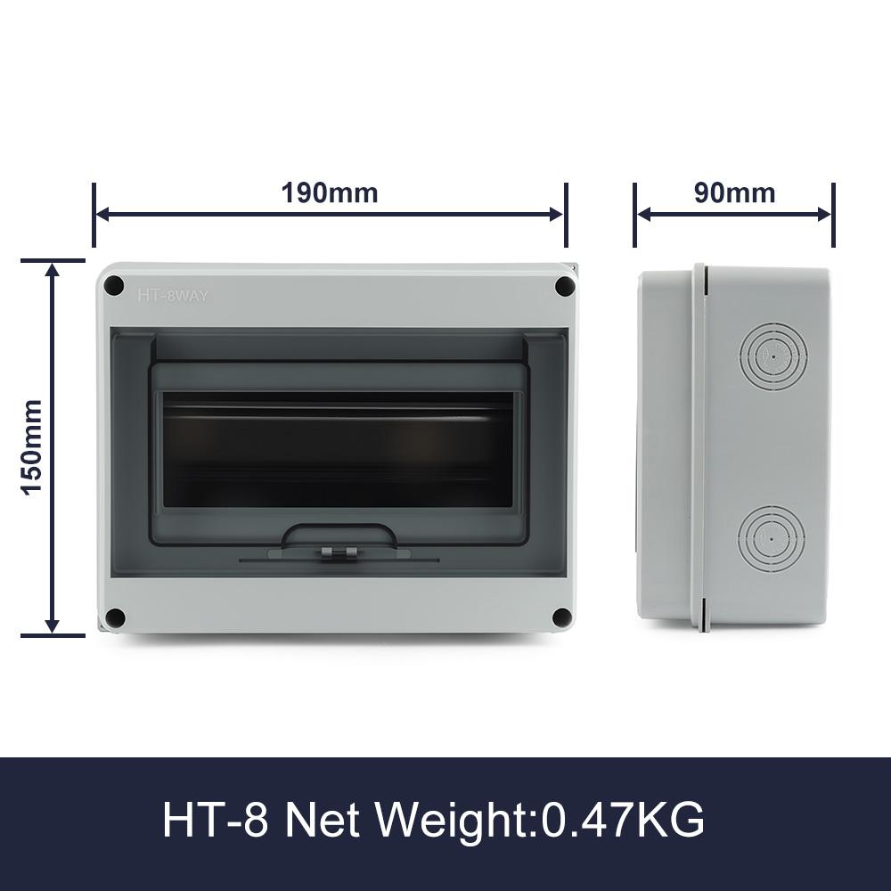 IP65 Waterproof Distribution Box HT-5/8/12/15/18/24 Way ABS Plastic Material Transparent Visual Window Wall-mounted Outdoor Use