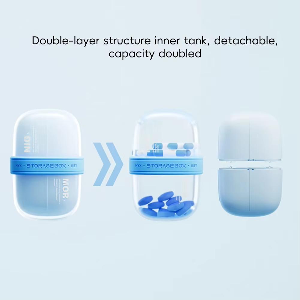 Portable Moisture-Proof Sealed Four-Compartment Pill Box For Safe Odorless And Individually Removable Pill Storage