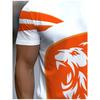 Herren T-Shirt mit Löwendruck und niederländischer Flagge, Orange & Weiß Colorblock, Kurzarm Rundhals, Lässiges Oberteil im Nationalmannschafts-Stil für Fußballfans