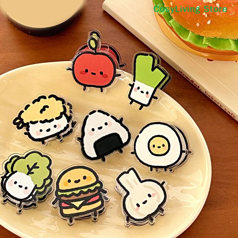 1 Paar Süßer INS Animierter Obst-Siegelclip Notizclip Cartoon-Dekoration Geschenk Acrylclip Büroaccessoires