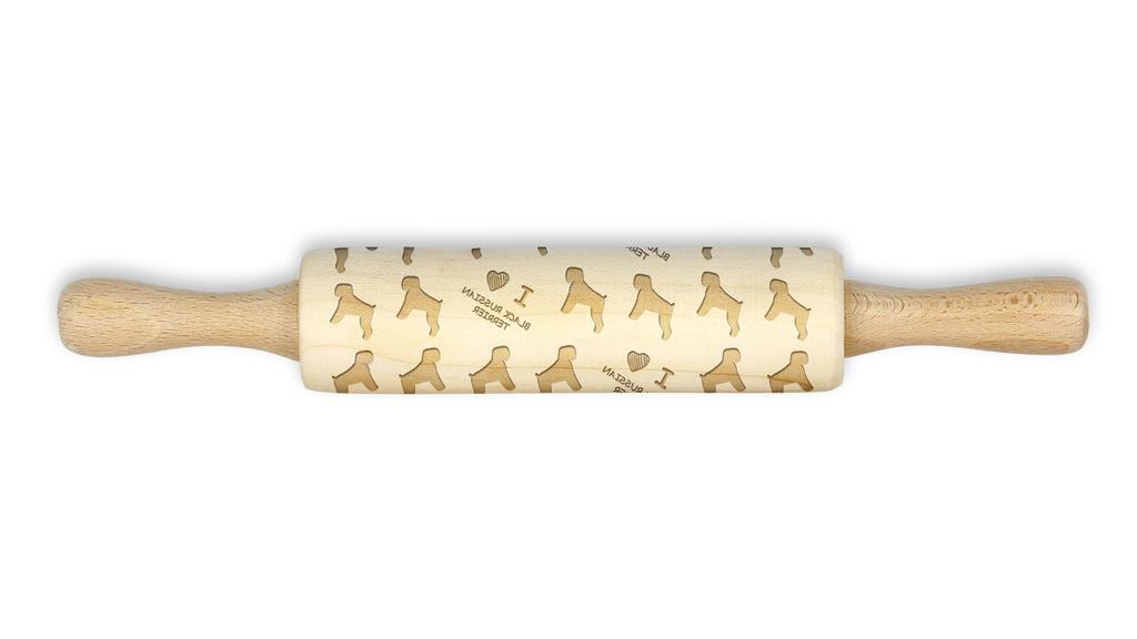 Black Russian Terrier, Chornyi Terrier – Small rolling pin with a dog, patterned dough roller | Art-Dog