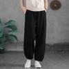Summer Cotton Linen Literary Vintage Ankle Tie Pants Women's Loose Solid Color Versatile Casual Lantern Long Pants