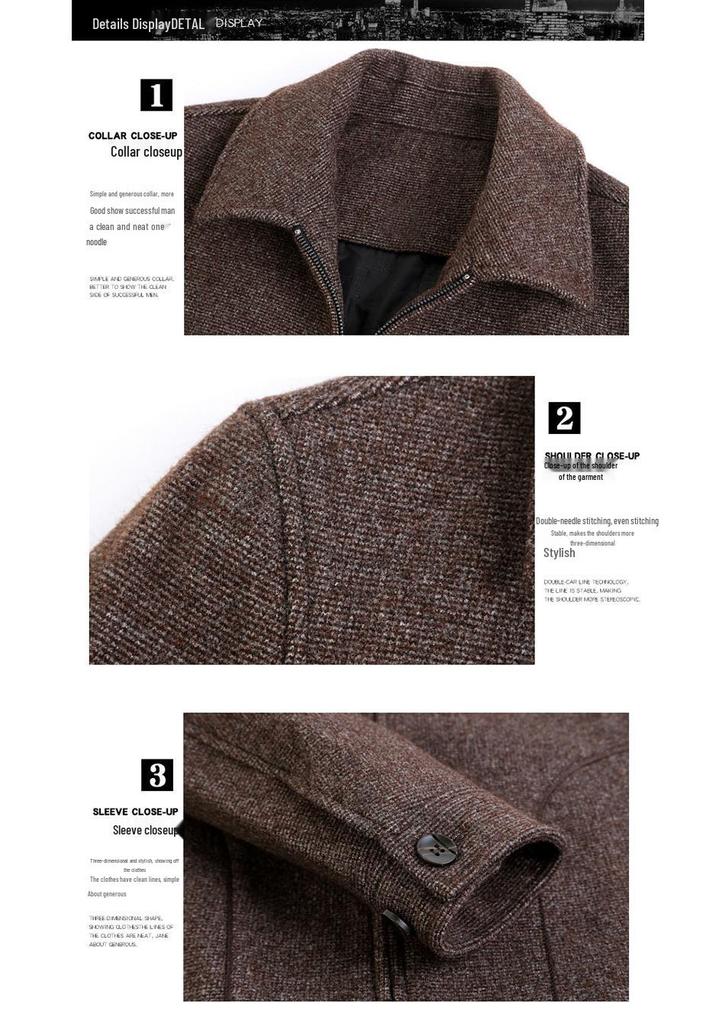2025 Autumn/Winter Men's Casual Plaid Wool Jacket