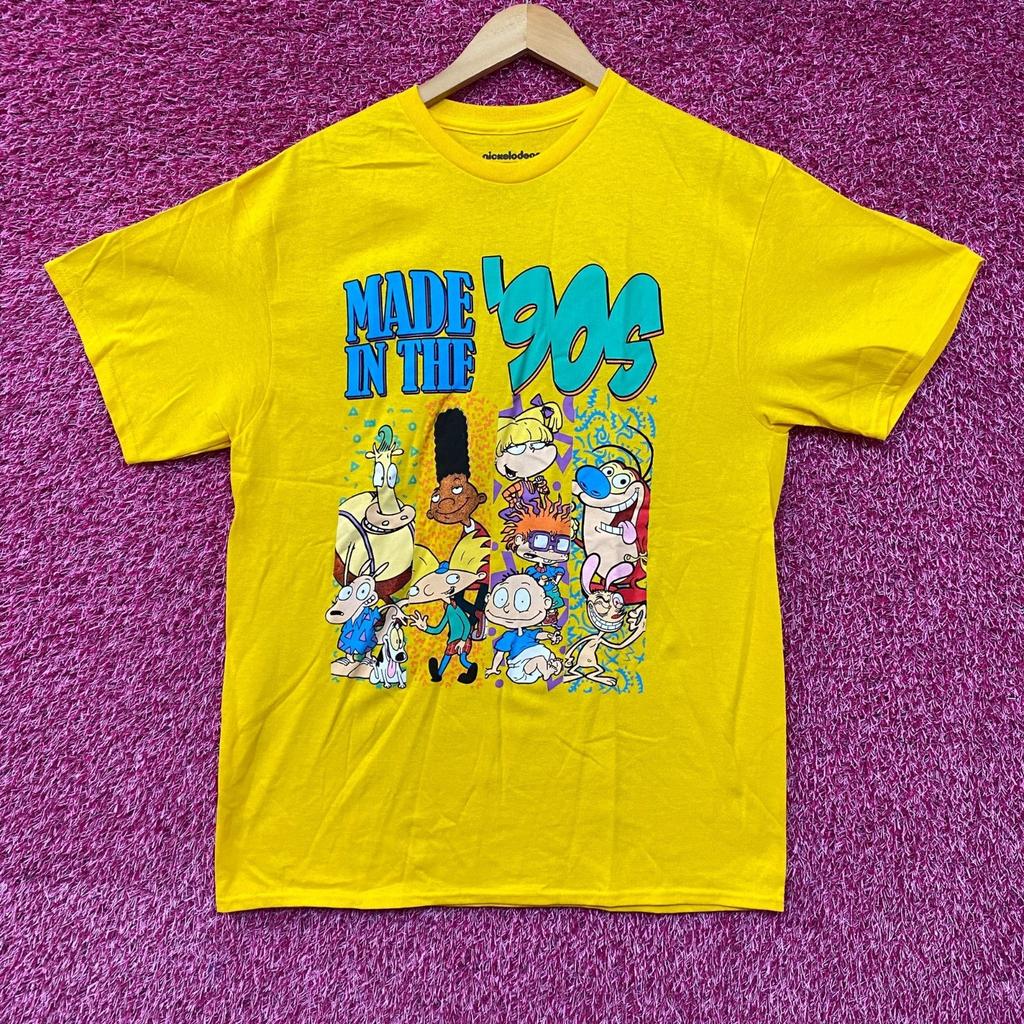 Nickelodeon Made In The 90s Classic Cartoon 100% Cotton T-shirt Mens Tees Top
