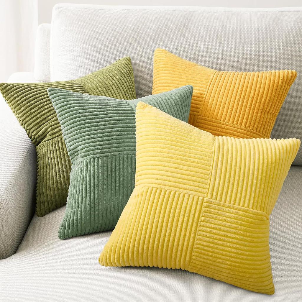 4 Pièces Housse de Coussin Décoratif Épaisse en Coton Uni, Housses de Coussin en Cachemire