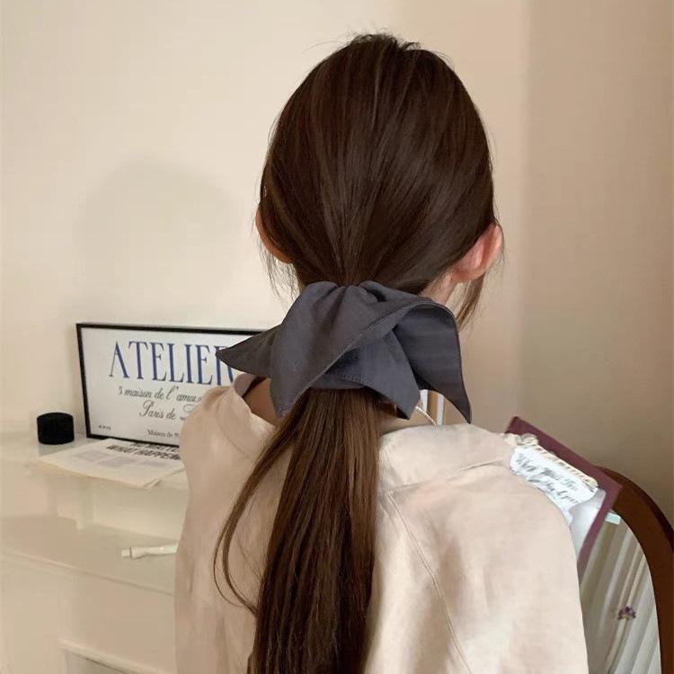 Korean style striped fabric square scarf large intestine hair tie women's new temperament low ponytail head rope high-end hair accessories