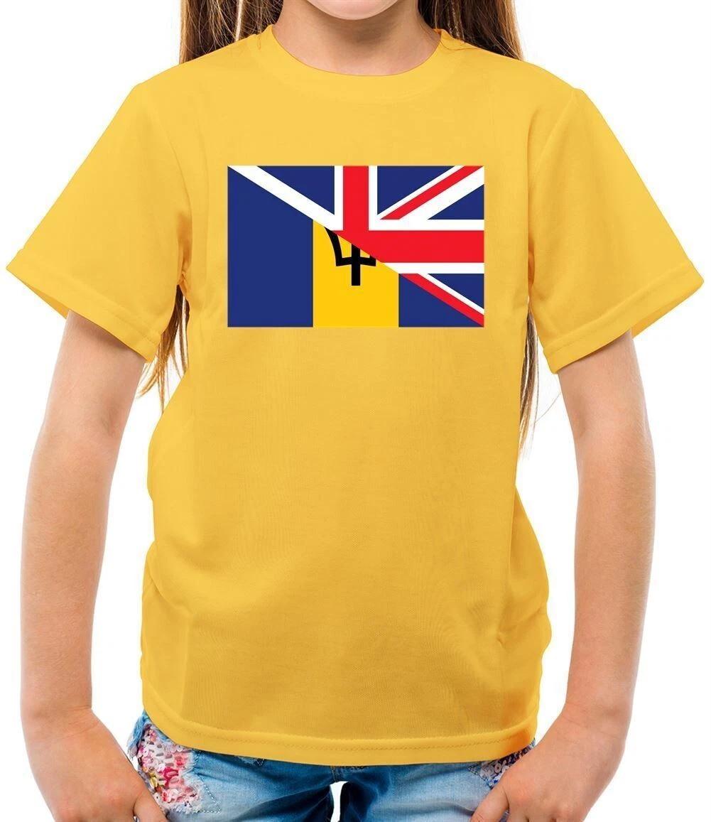 Half Flag Barbados Union Jack - Kids T-Shirt - UK Flags Bridgetown Britain 130