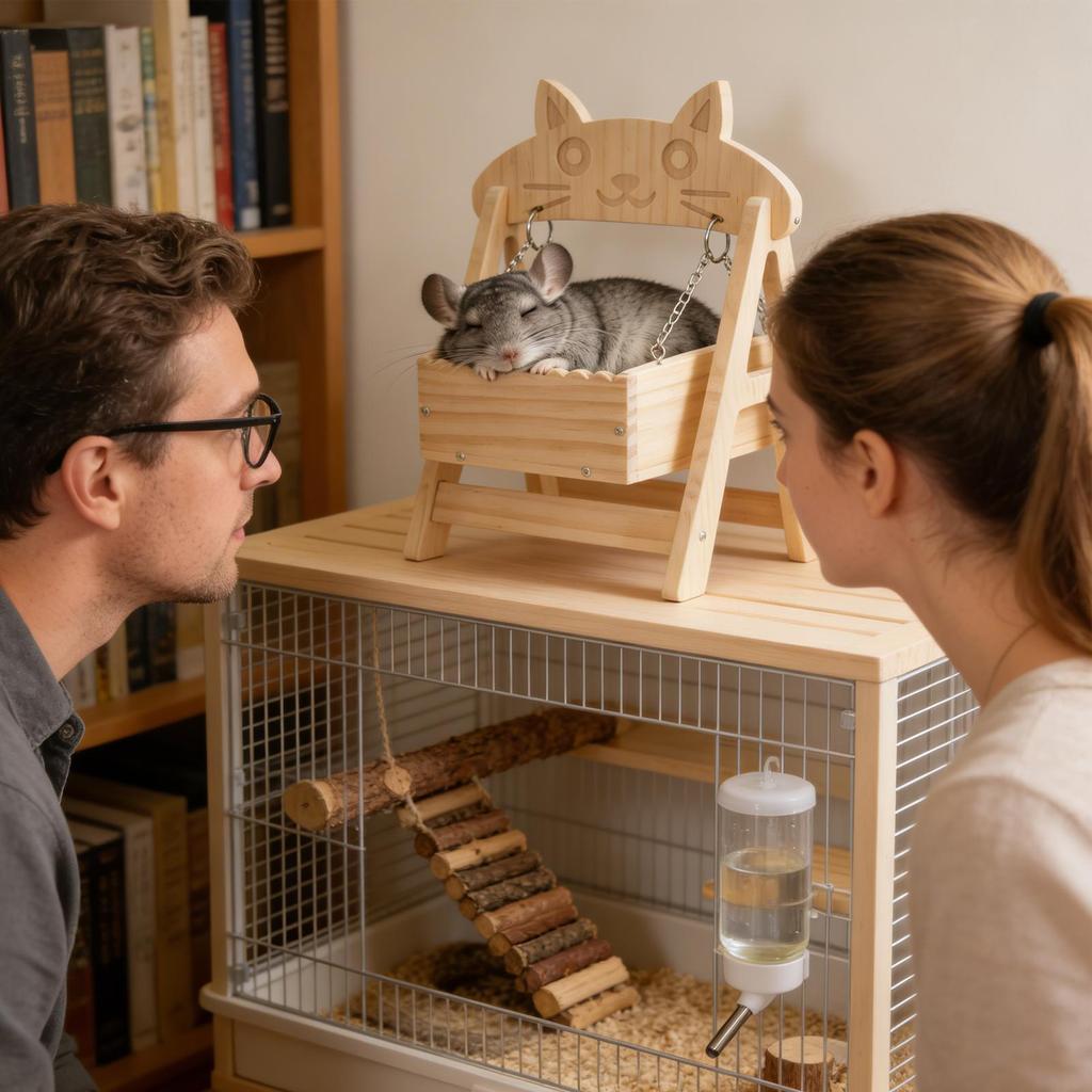 Rede Hamster Berço de Madeira Brinquedo para Animais Pequenos Baloiço de Madeira e Cama de Balanço Brinquedo Rede Hamster para Gerbil Rato Furão Anão