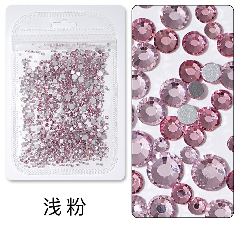 1440 buc, Un pachet întreg de manichiuri colorate, Diamante cu fund plat, Burghie din sticlă de cristal nu pot cădea de pe fund, Bijuterii cu diamante rotunde cu dimensiuni mixte.