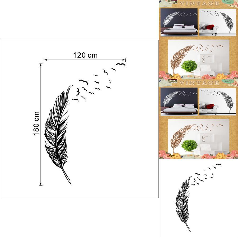 Premium Quality Removable Flying Feather Design Wall Stickers For Elegant Home Decor