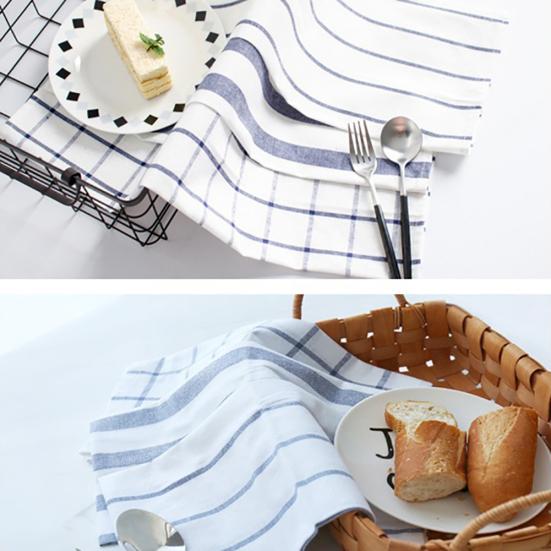 Podkładki kuchenne na stół z lnu i bawełny w paski, serwetki, podkładki pod kubki