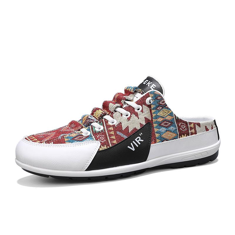 

2025 Летняя Тканевая Обувь Без Спинки Слипоны Лоферы Тапочки Полуботинки Для Мужчин Мюли Мужские Слайды Мужская Полузакрытая Повседневная Обувь 44