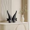 Modern Minimalist Black Bubble Fish Art Figure|Beautiful Home Decor-(Set of 2 Pc,Black)