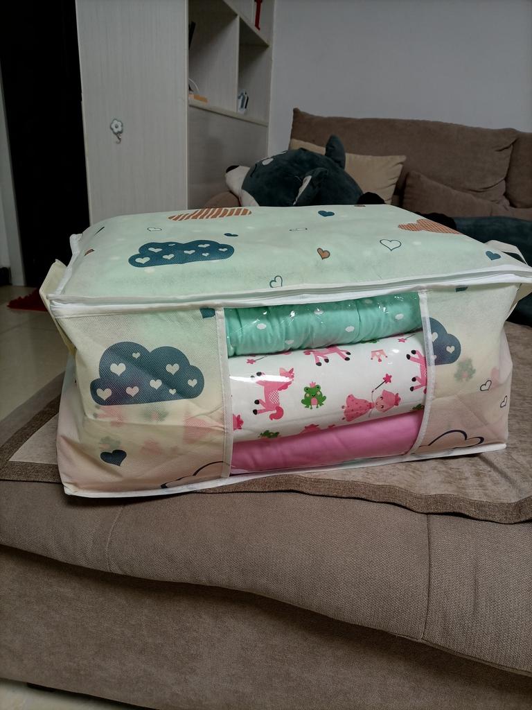 Large Capacity Clothes Storage Bag Organizer With Reinforced Handle, Suitable For Blankets, Bedding