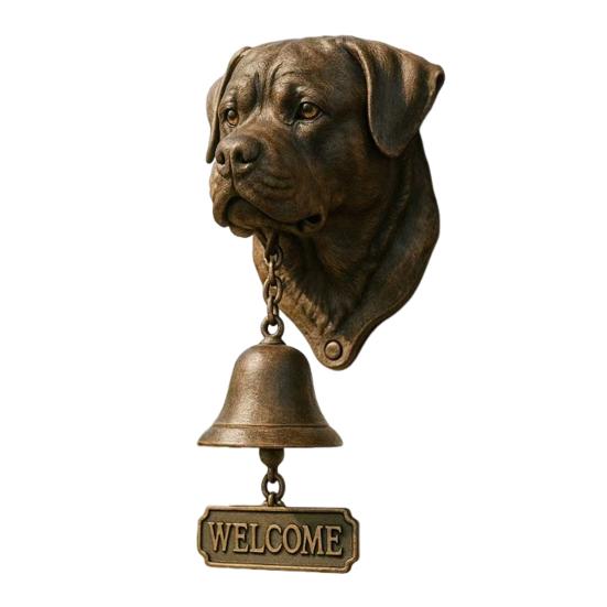 Dog Welcome Bell Doberman Bulldog Door Bell with Welcome Sign Retro Shopkeepers