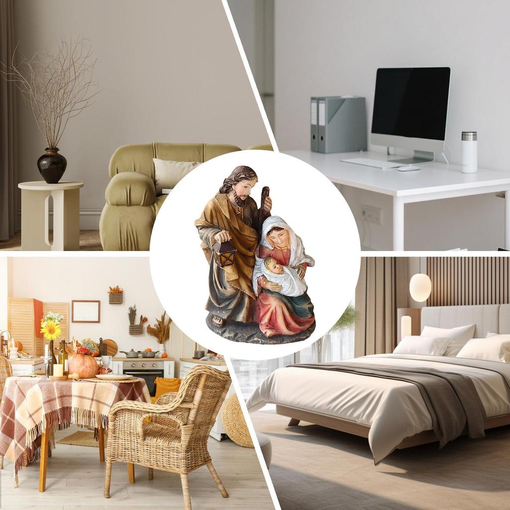 Figurines de Crèche Ornement Religieux Fait Main Statue de Crèche de Noël Pour Fête Maison Église Enfants Table Jardin Pelouse Porte