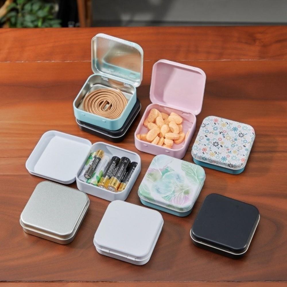 Square Shape Flip Top Tin Box Eco-Friendly Mini Sealed Jars Candy Storage Box  for Candy Storage